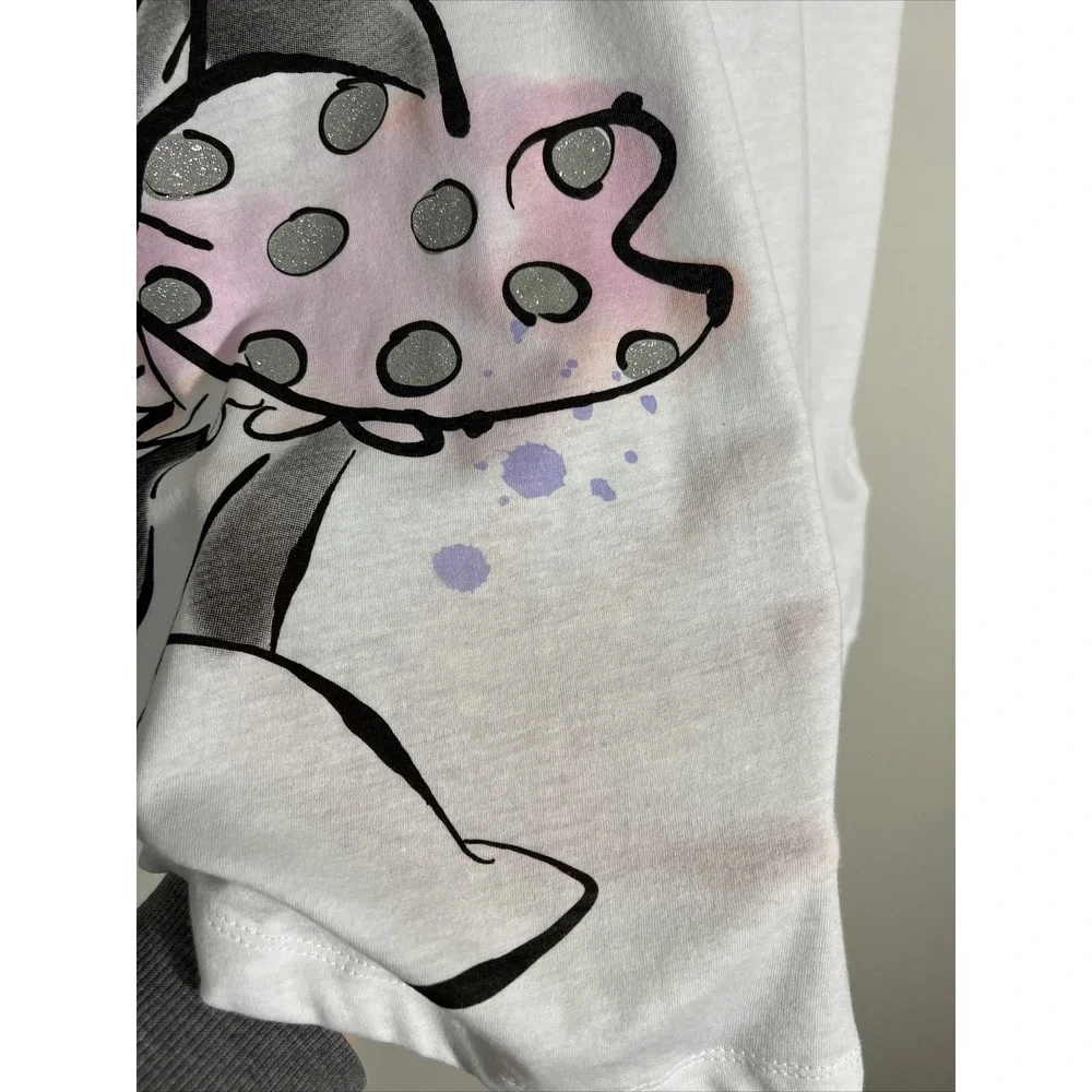 Walt Disney World - Minnie Mouse Tee Shirt Size Large Disney Parks White Glitter